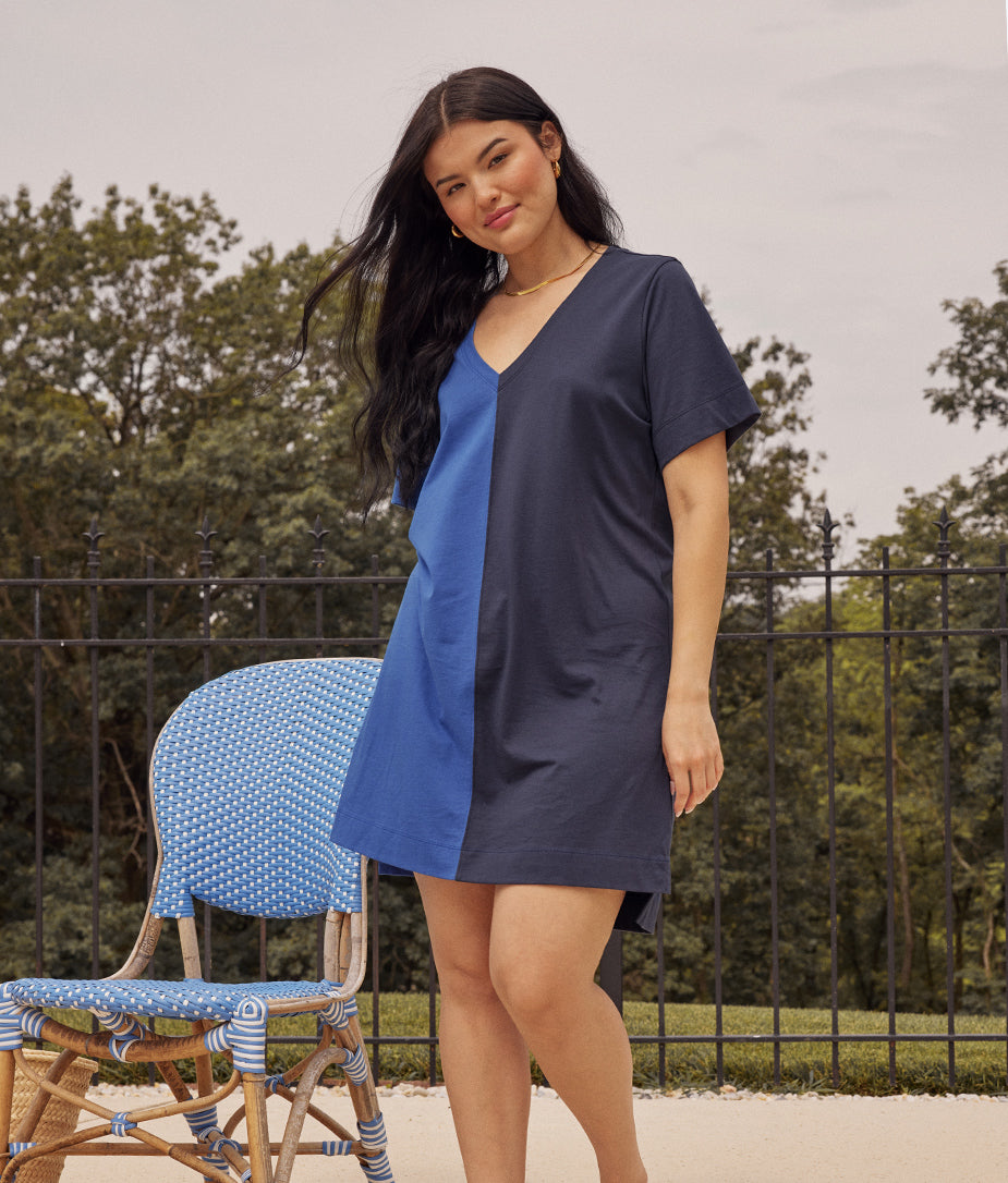 The Luxe Pima V-Neck Mini Dress - Main