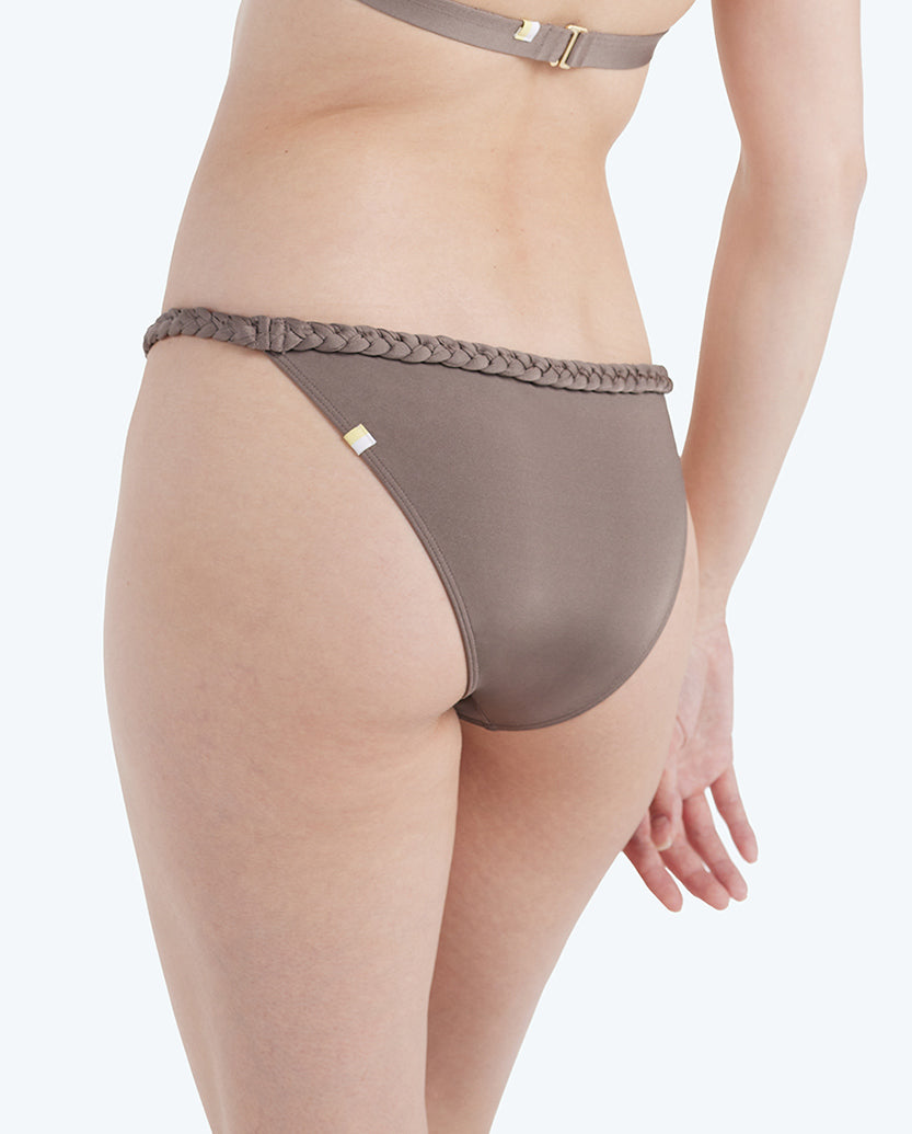 The Braided Low Rise Bikini Bottom - Driftwood