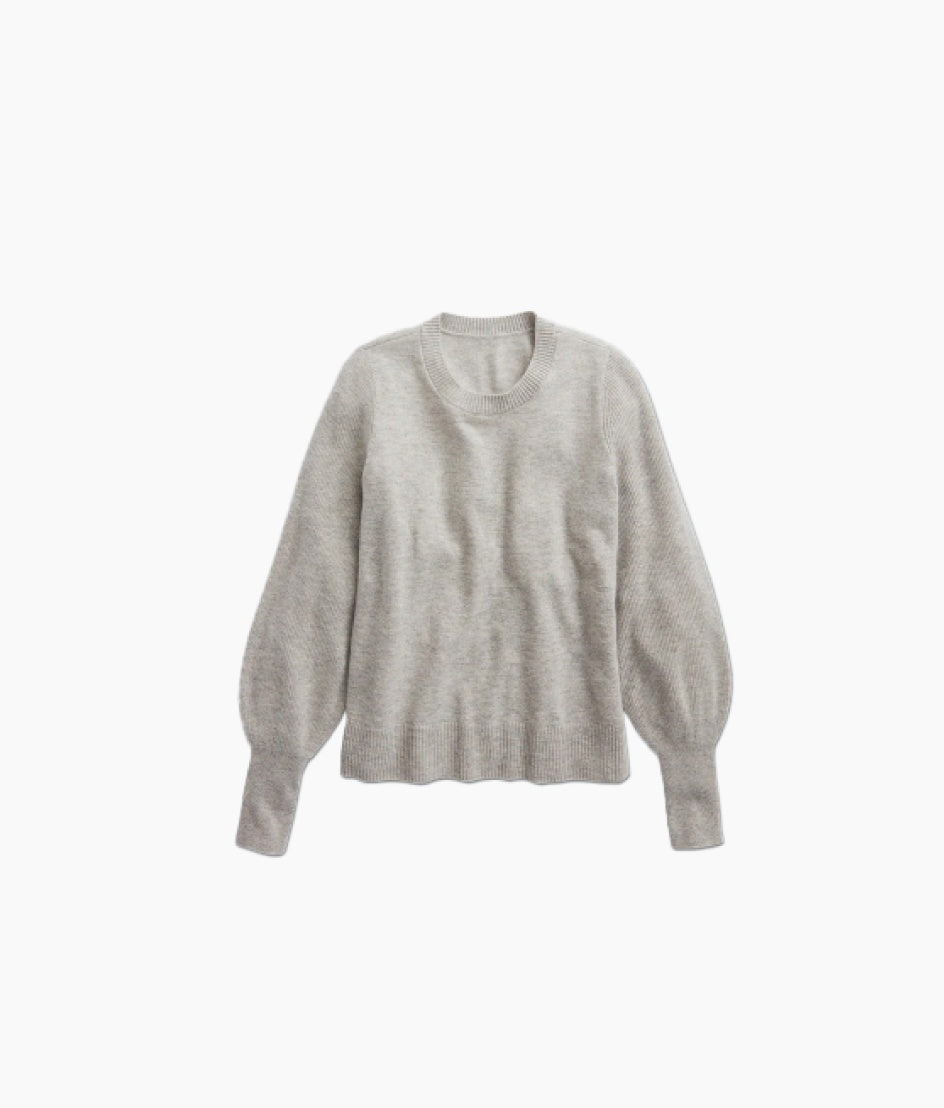 The Coziest Cashmere Blend Bishop-Sleeve Sweater - Wolf