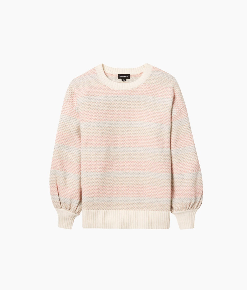 The Coziest Cashmere Blend Soft Stripe Sweater - Pastel Soft Stripe