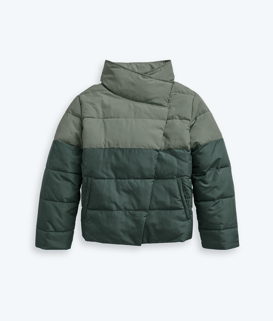 The Colorblock Eco Puffer Jacket - Olive & Eden