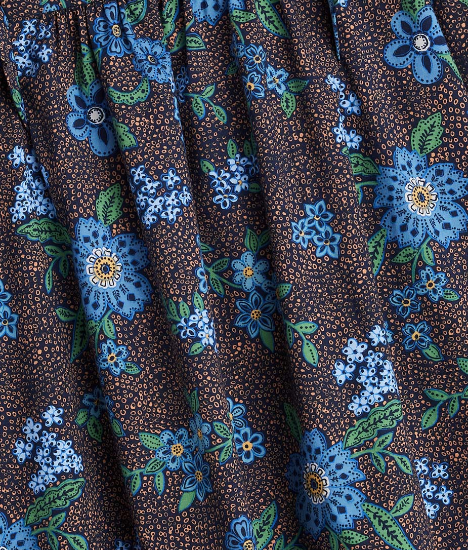 The Countryside Poplin Ruffle Blouse - Rustic Floral in Midnight