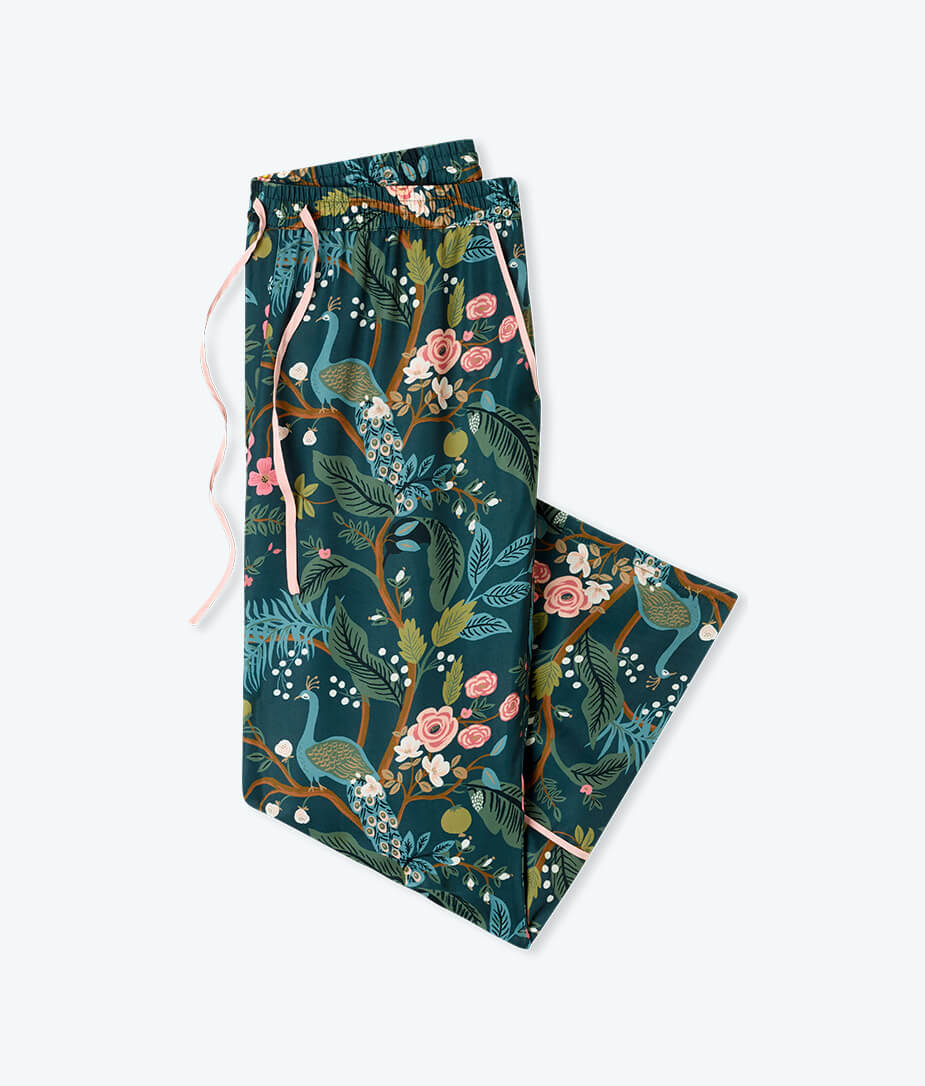 The Cloud 9 Silky Pajama Set - Emerald Peacock