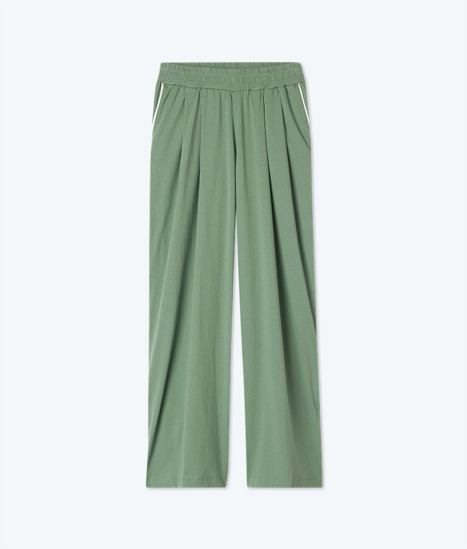 The Luxe Pima Pleated Pajama Pants Set - Seagreen