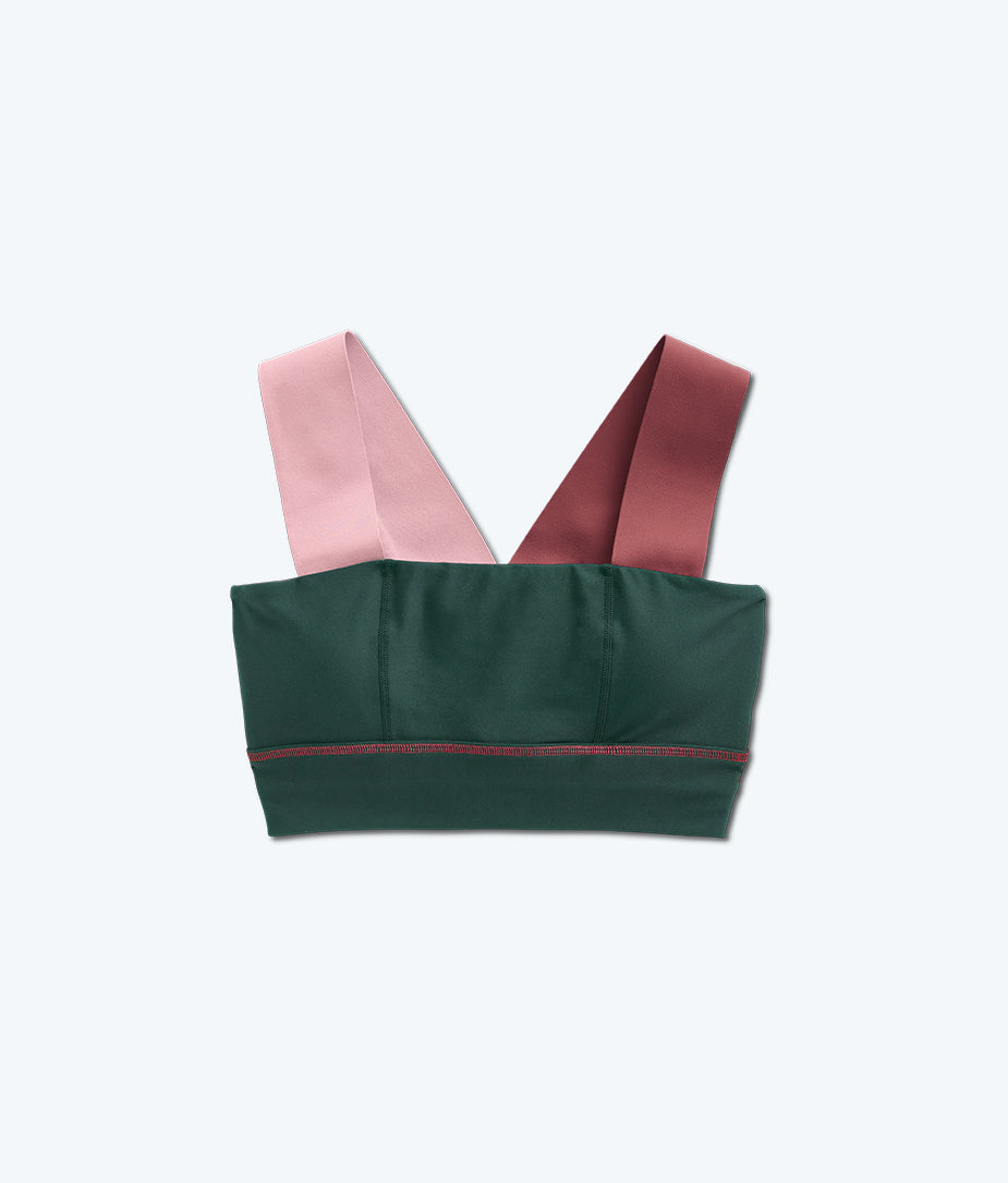 The Colorblock Wide-Strap Sports Bra - Eden & Shell & Rosewood