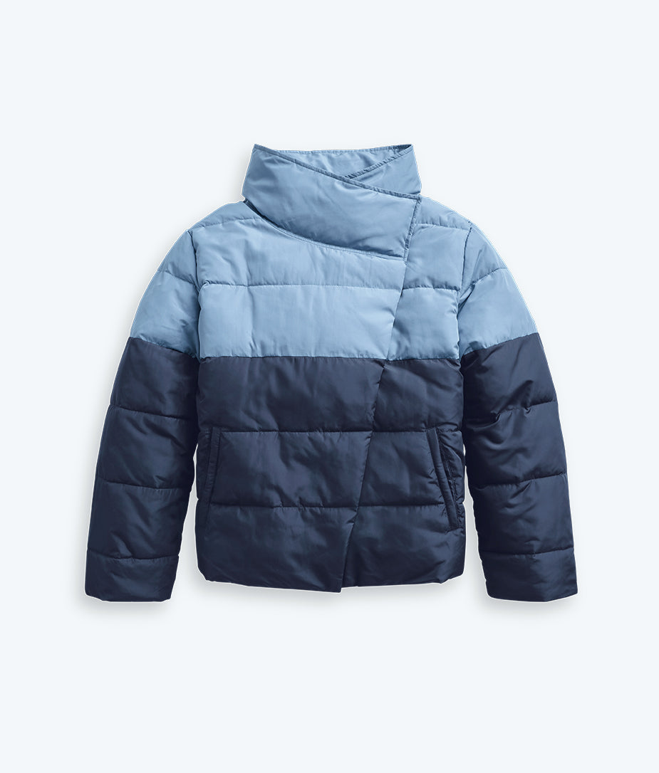 The Colorblock Eco Puffer Jacket - Midnight & Slate
