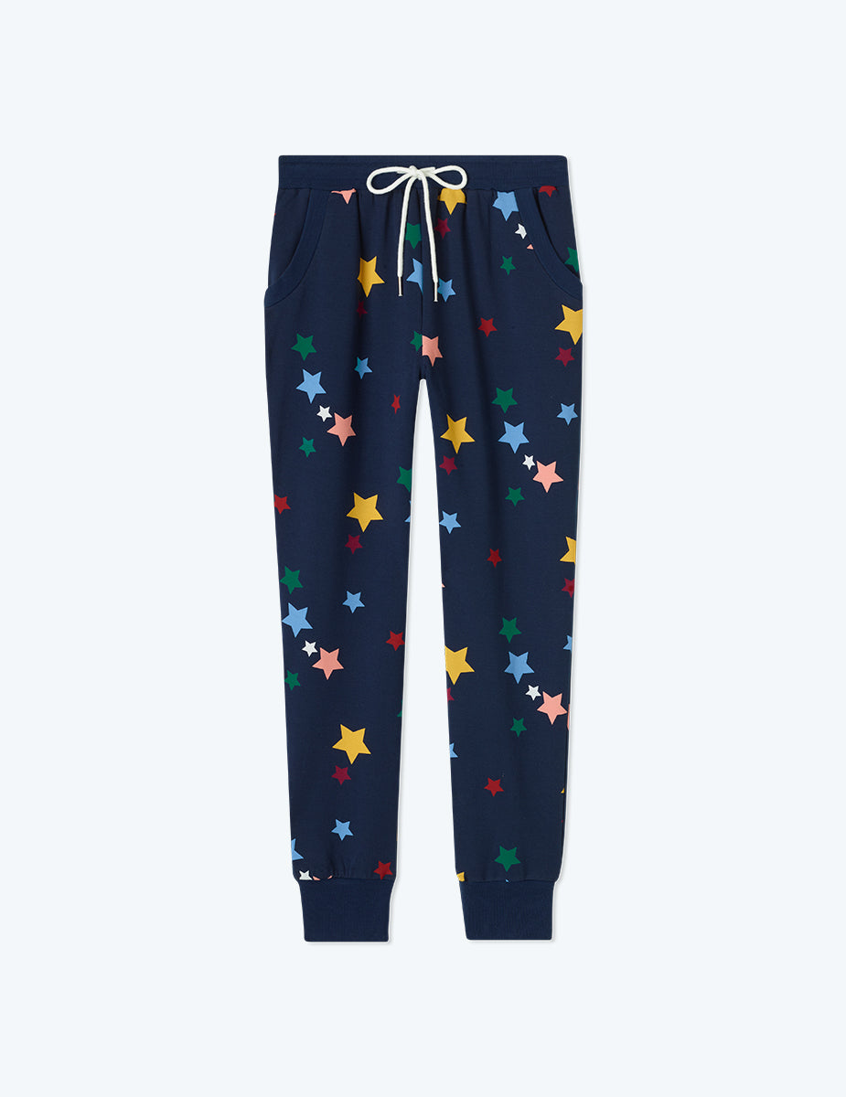 The Softest French Terry Jogger - Scatter Stars in Deep Sea