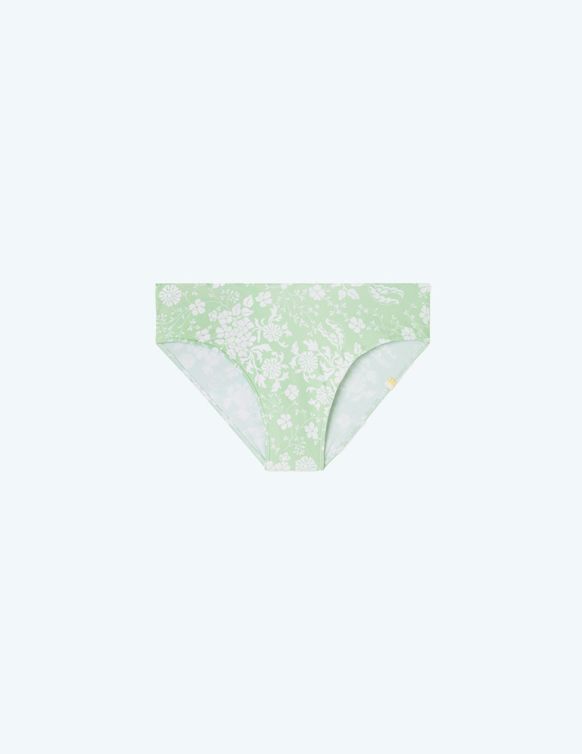 The Limited-Edition High Leg Mid Rise Bikini Bottom - Vintage Floral in Ivy