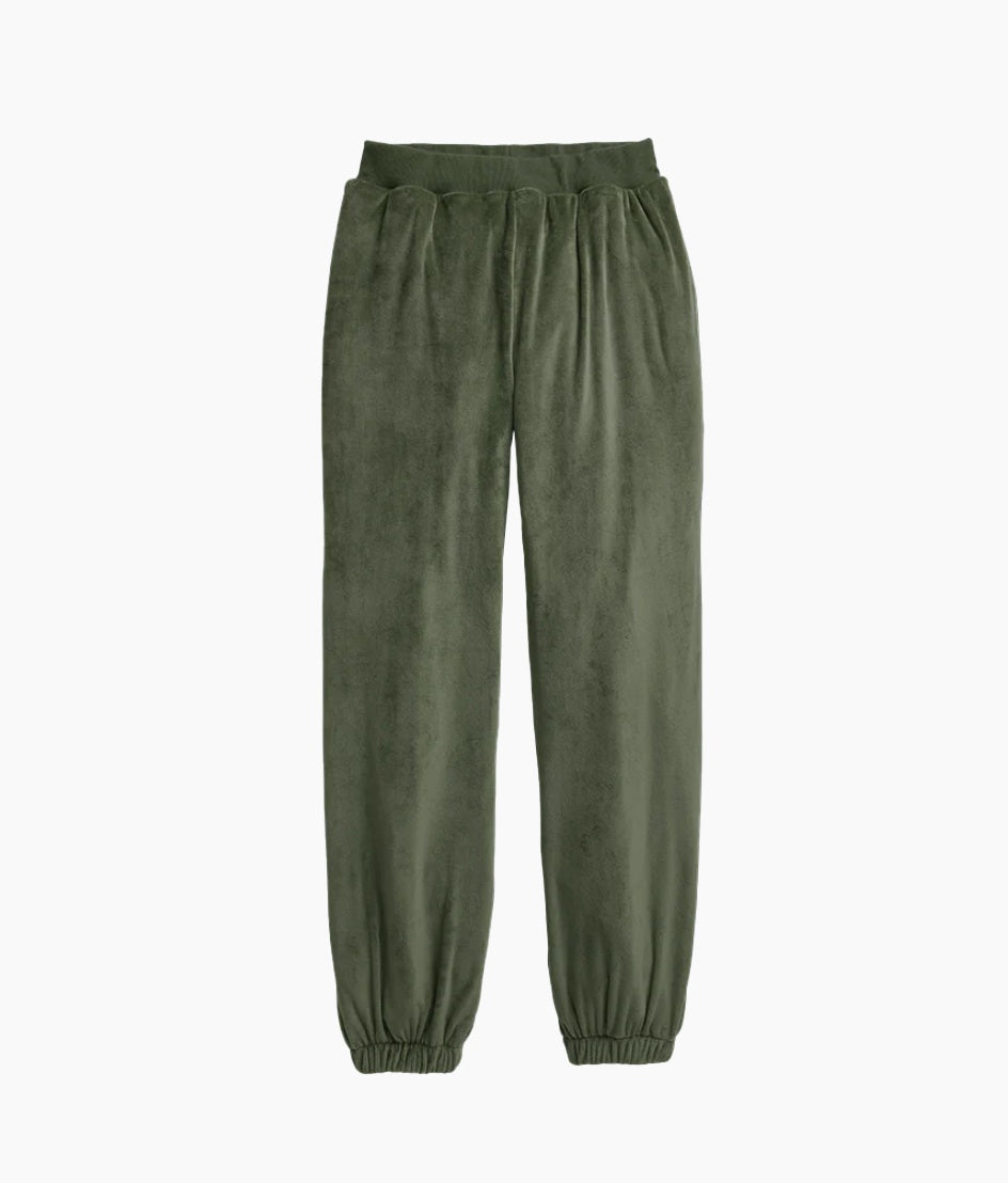 The Plush Velour Jogger - Olive