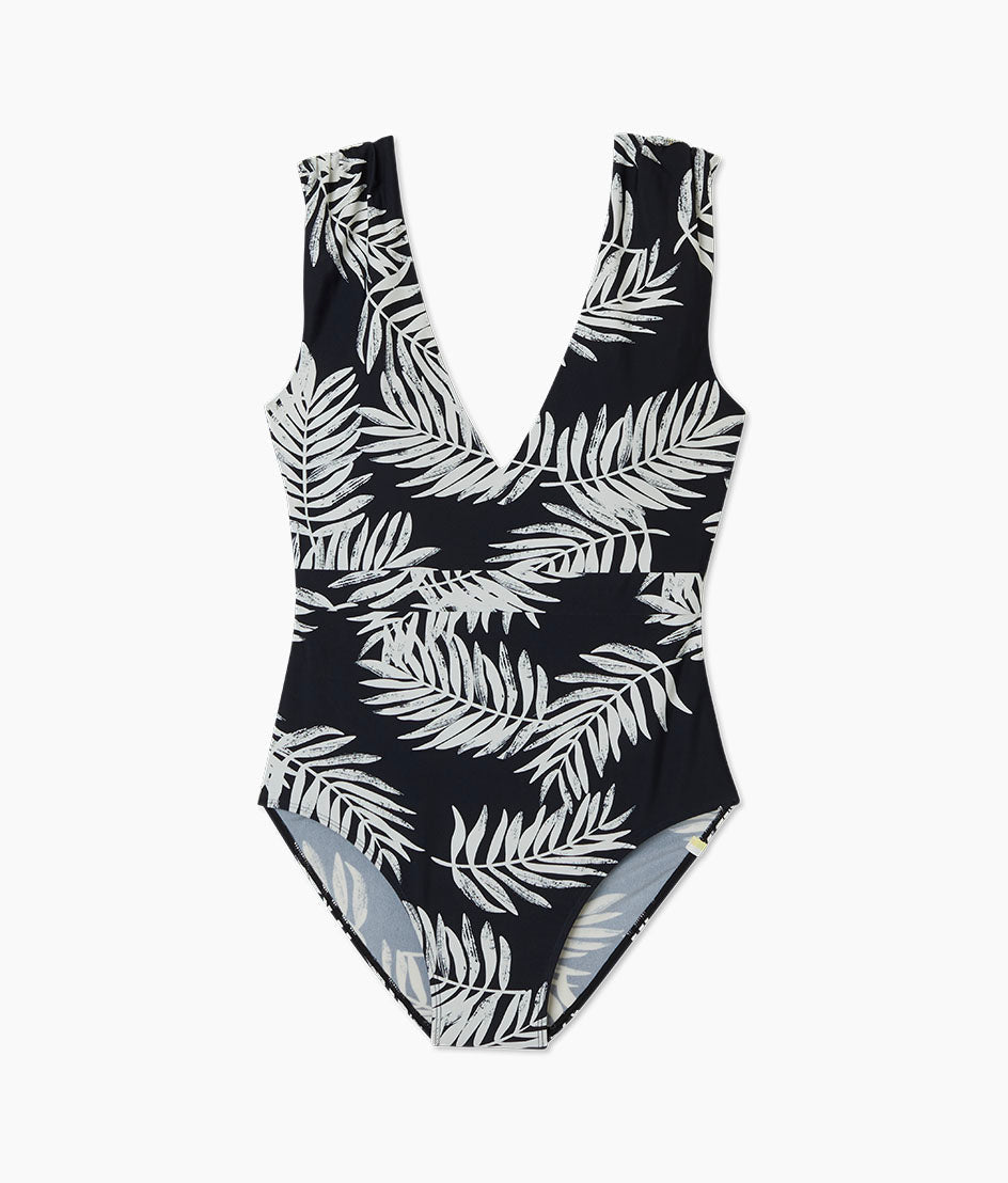 The Ruched Backflip - Palms in Sea Urchin & White Sand