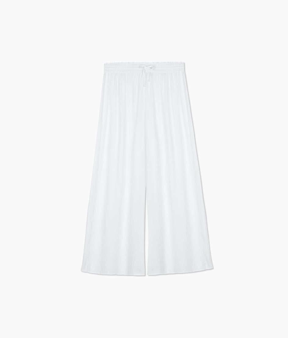 The Silky Luxe Palazzo Pants with Ties - Cloud White