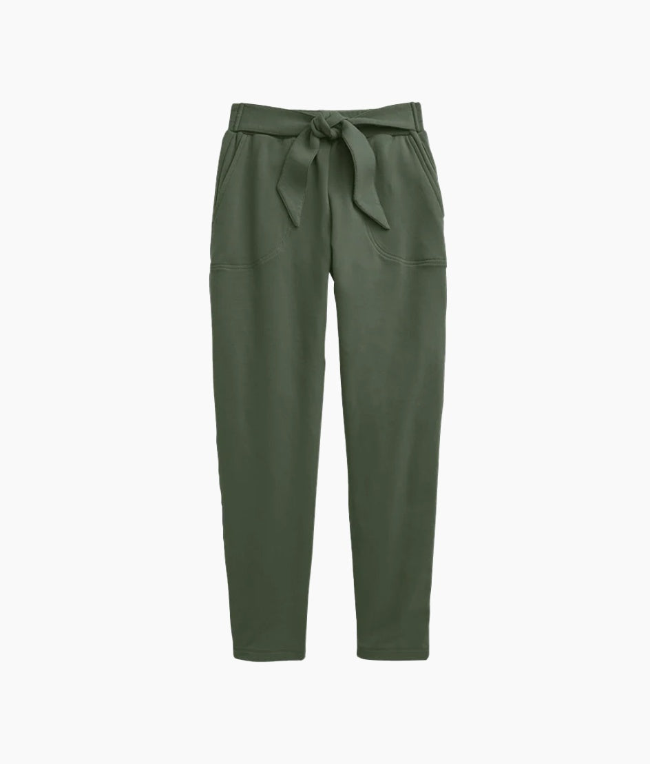 The Softest French Terry Tie-Waist Pant - Olive