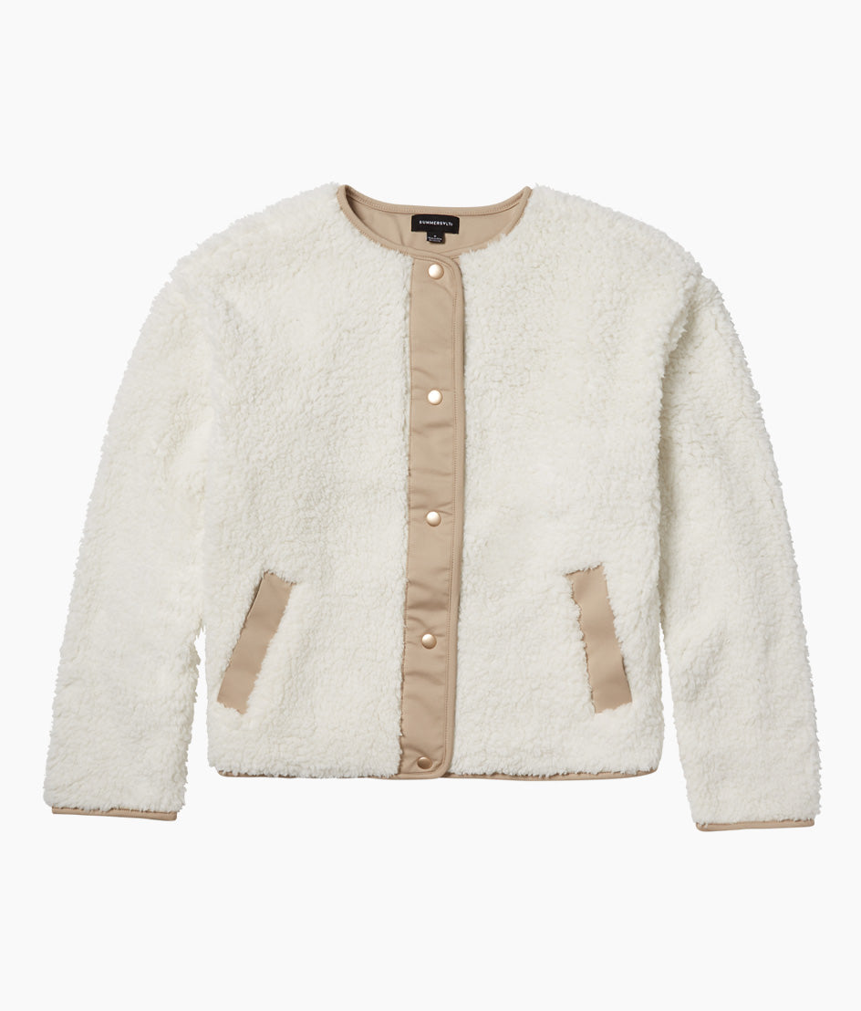 The High Pile Short Sherpa Jacket - White Sand & Moonlight