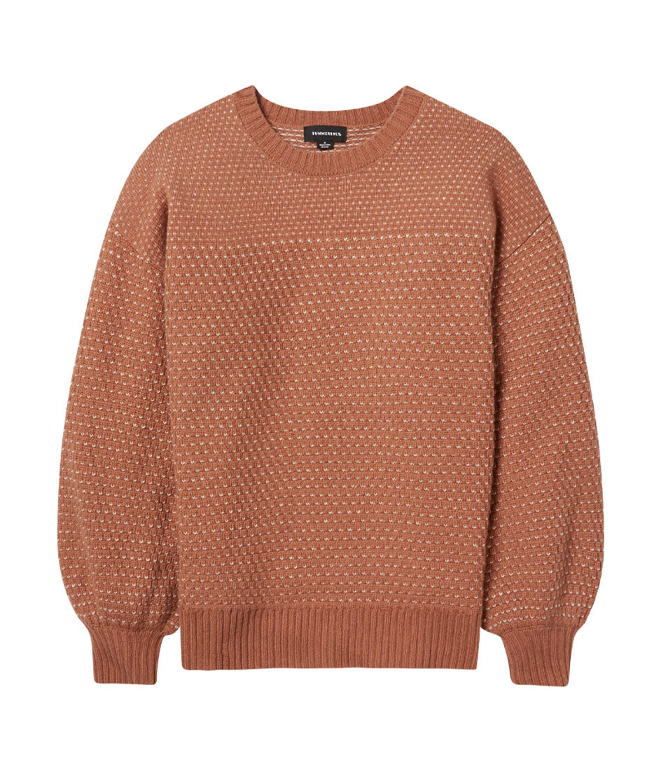The Luxe Cashmere Blend Mix Stitch Sweater - Praline & White Sand