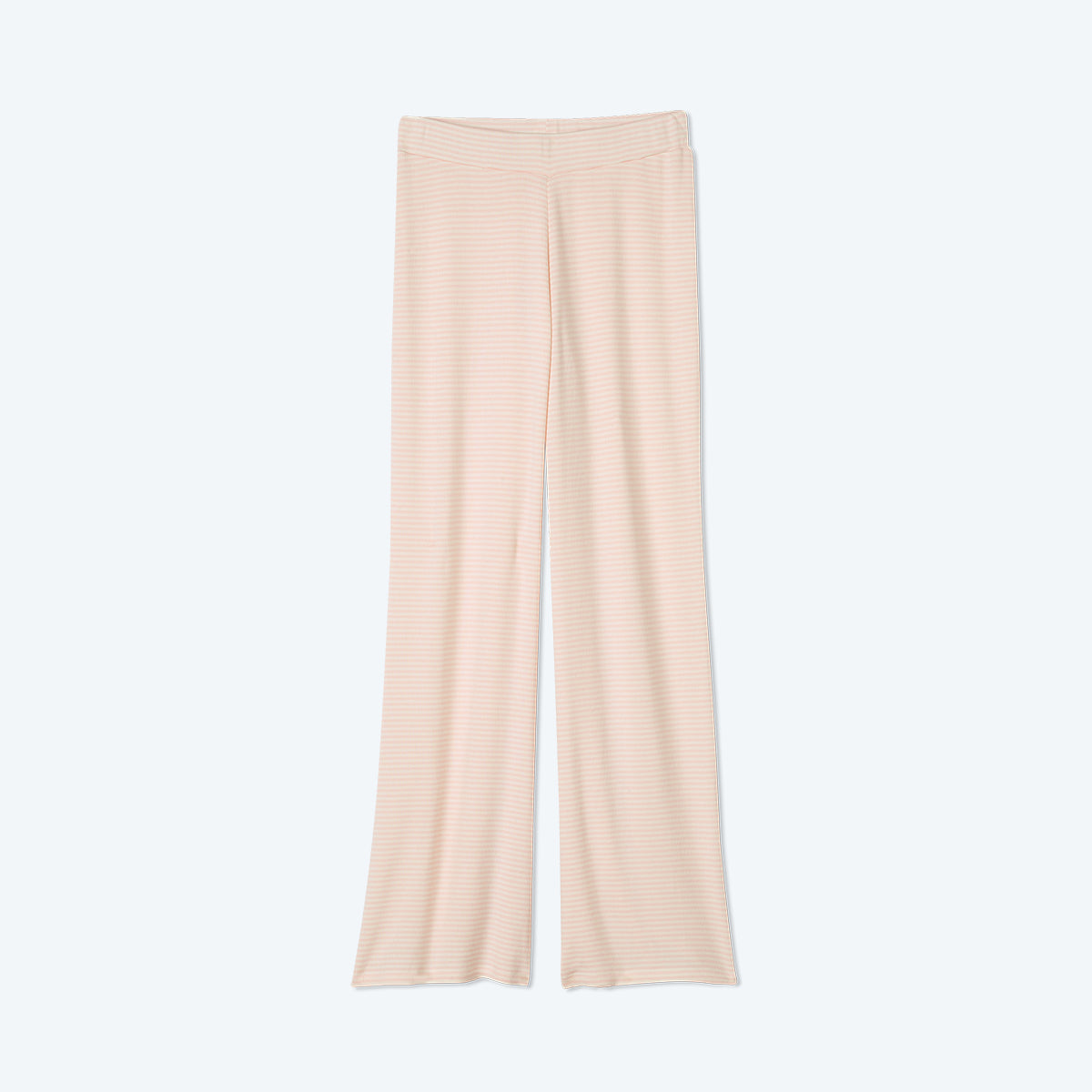 The Softest Ribbed Wide Leg Lounge Pant - Blush & White Sand Stripe