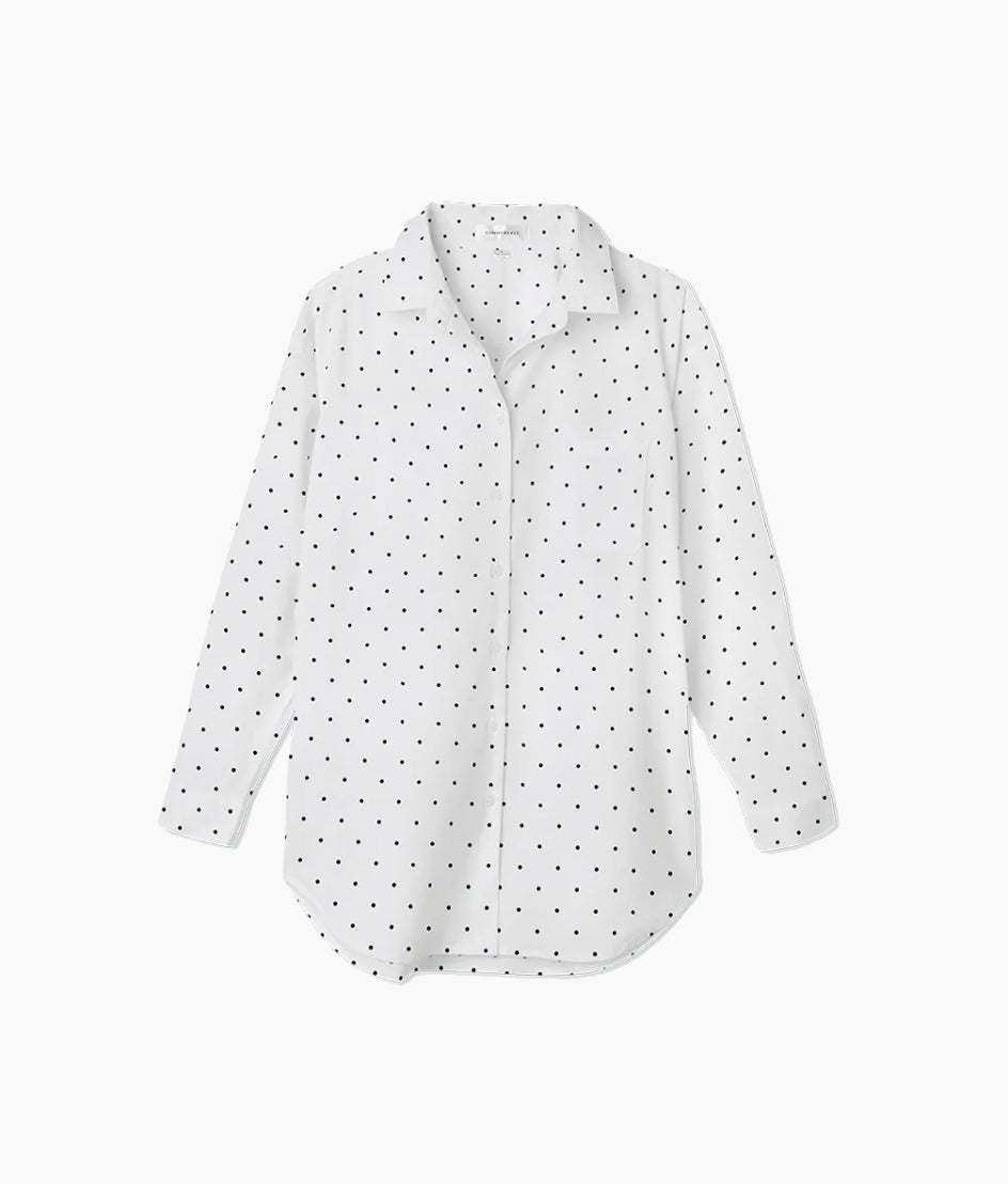 The Perfect Boyfriend Shirt - White Sand & Sea Urchin Pin Dot