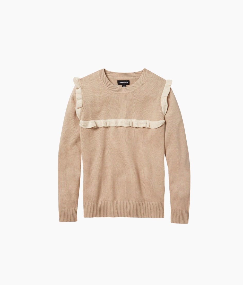 The Year-Round Crewneck Ruffle Sweater - Moonlight
