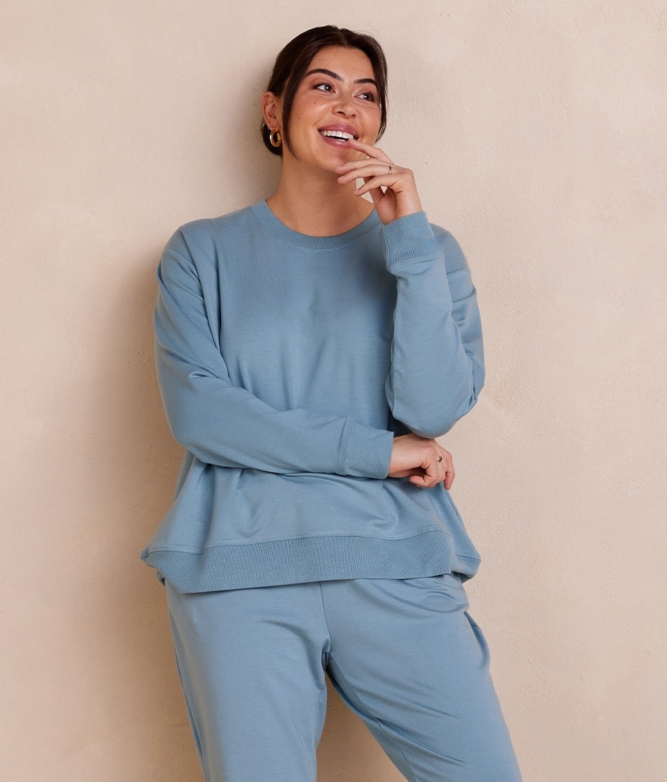 The Softest French Terry Relaxed Crew - Seaspray