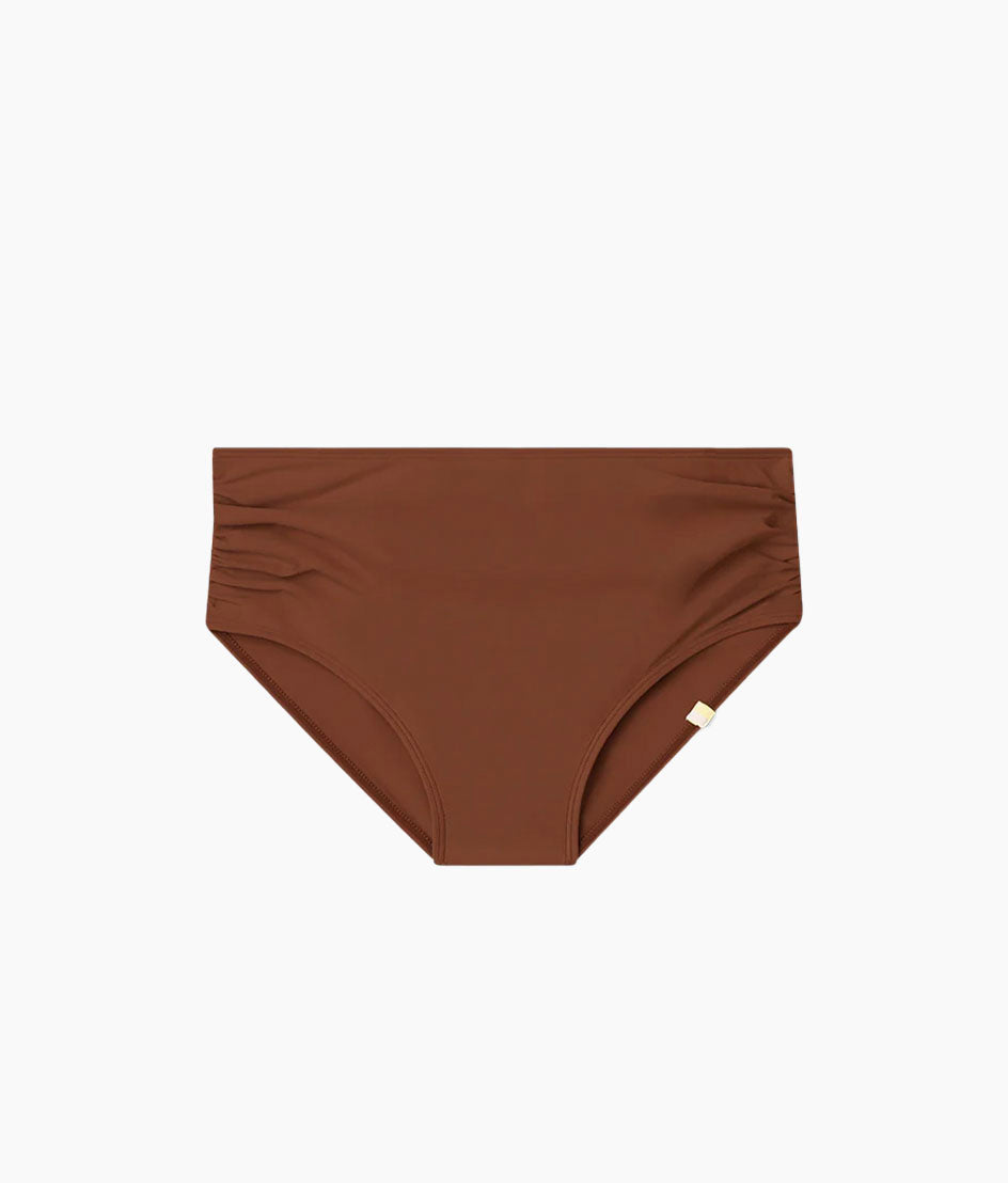 The Ruched High Leg High Rise Bottom - Amber