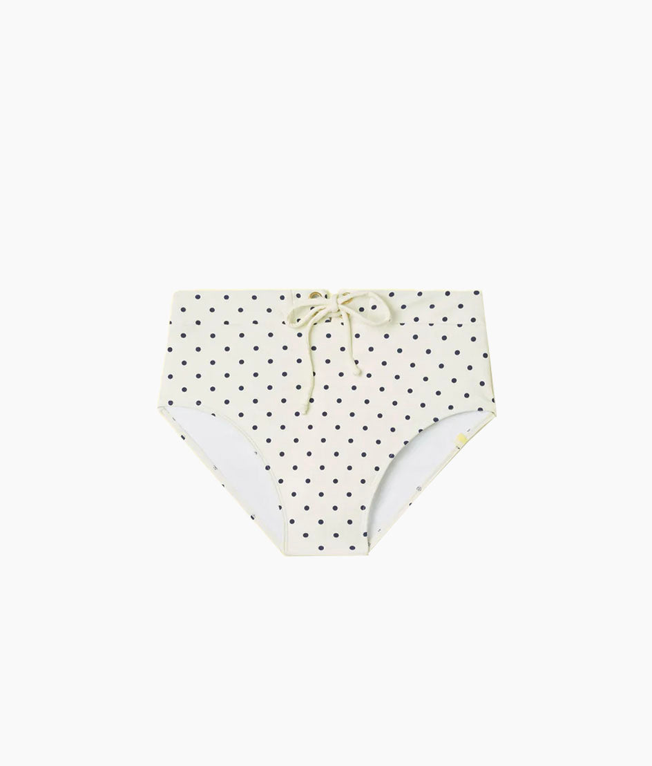 The Lace-Up High Leg High Rise Bikini Bottom - Damsel Dot