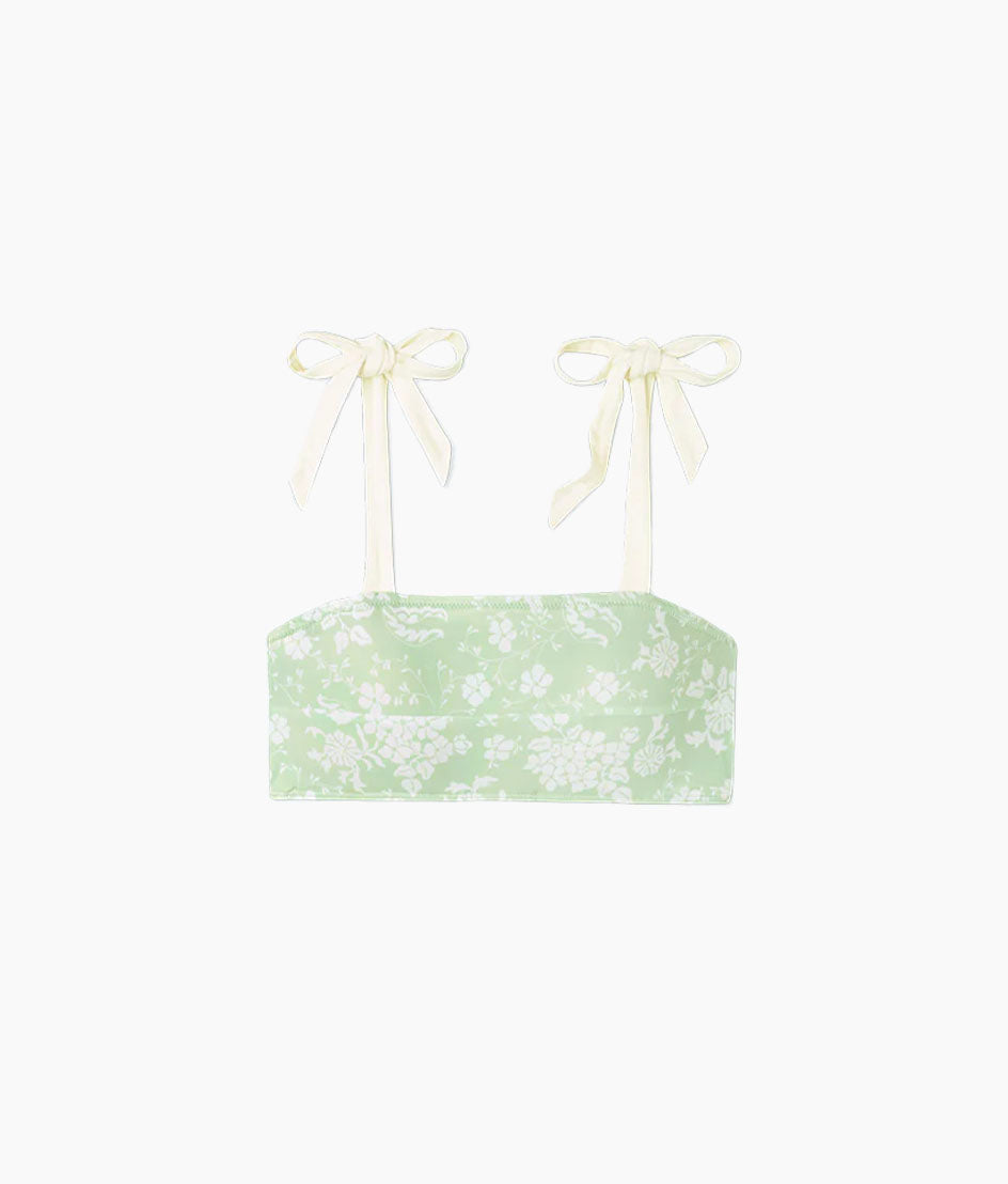 The Tie Oasis Bikini Top - Vintage Floral in Ivy