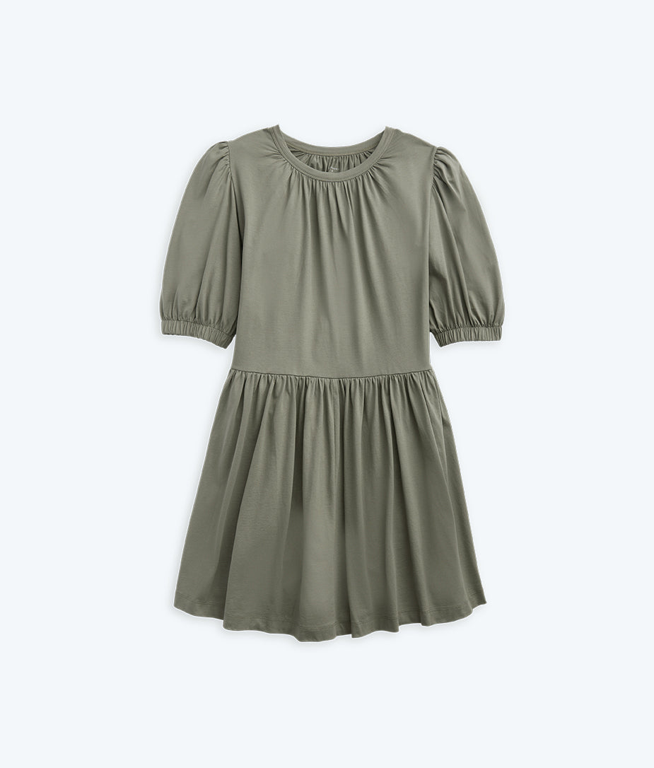 The Luxe Pima Puff-Sleeve Mini Dress - Main