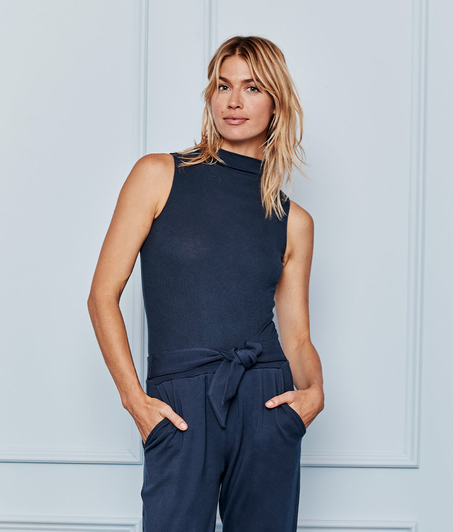 The Sleeveless Day to Night Bodysuit: TENCELâ¢ Edition - Midnight
