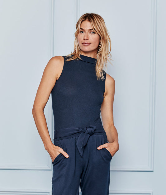 The Sleeveless Day to Night Bodysuit: TENCELâ¢ Edition - Midnight