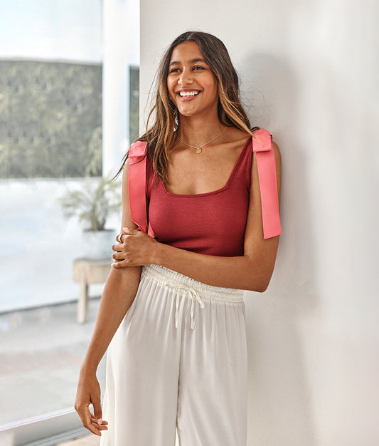 The Softest Ribbed Tie-Shoulder Tank - Main