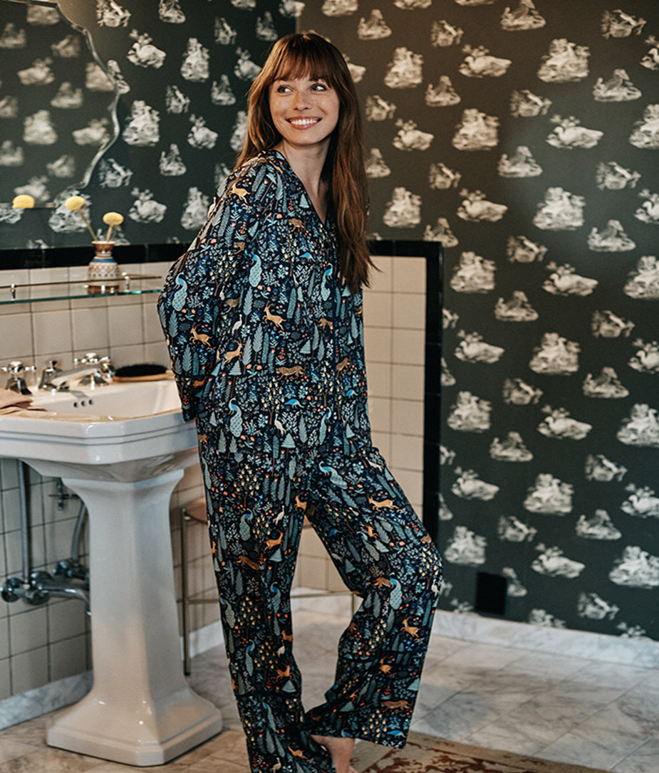 The Cloud 9 Silky Pajama Set - Menagerie