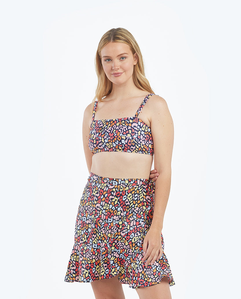 The Short Beach to Brunch Wrap Skirt - Multicolor Leopard
