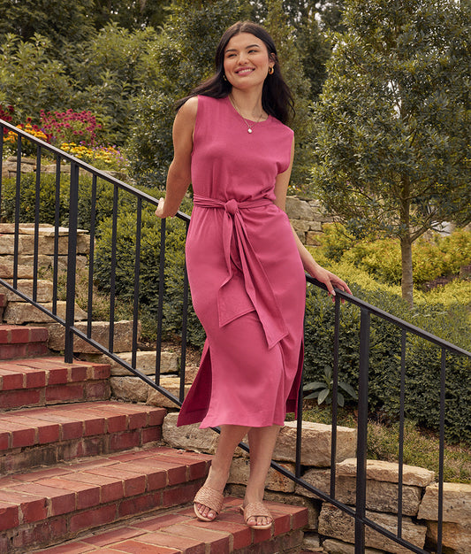 The Luxe Pima Belted Midi Dress - Main