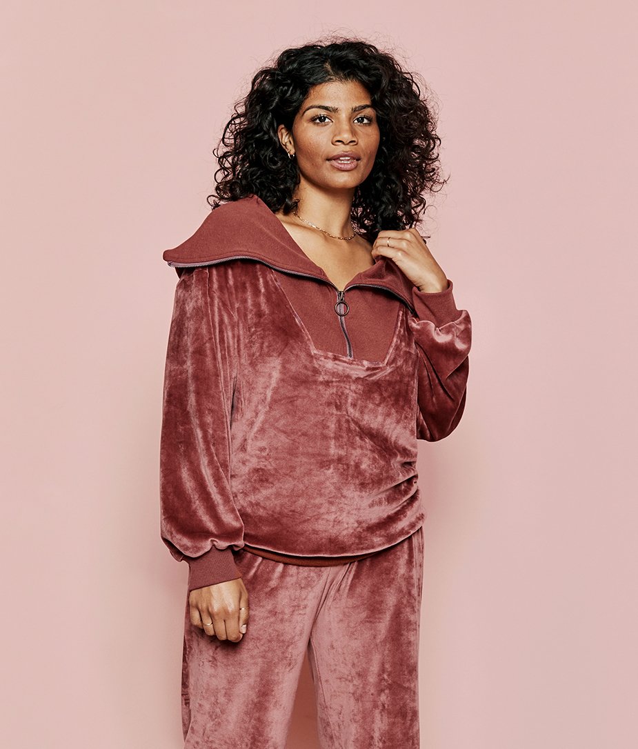 The Plush Velour Half-Zip Pullover - Main