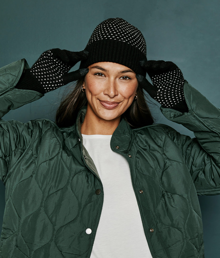 The Luxe Cashmere Blend Mix Stitch Gloves - Main