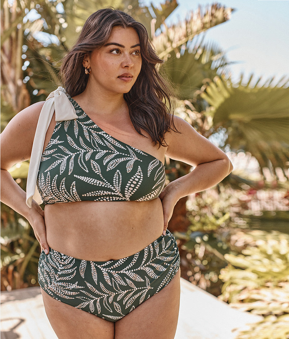 The Bow-Shoulder Ruched Sidestroke Bikini Top - Main