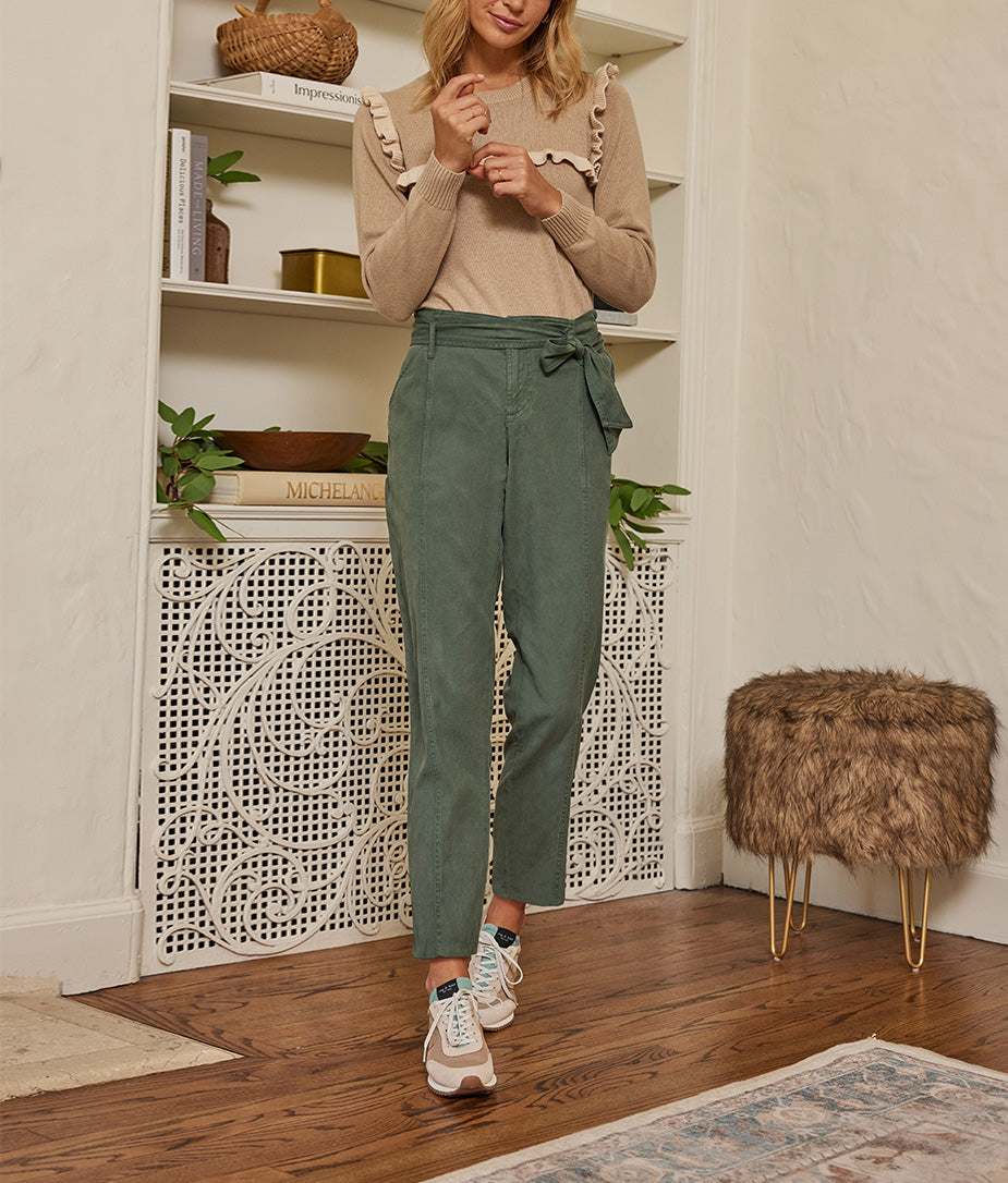 The Timeless Slim Tie-Waist Pant - Olive