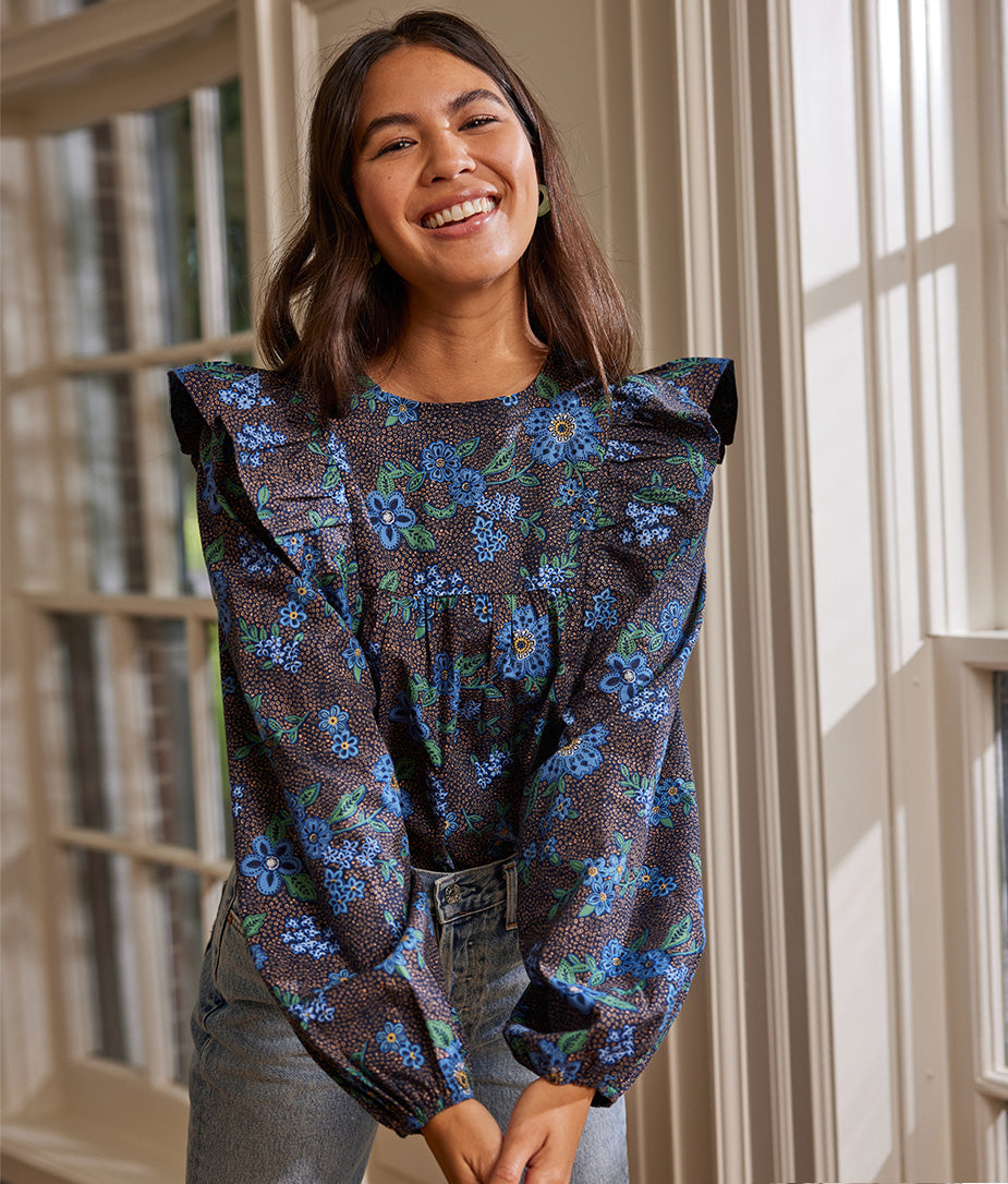 The Countryside Poplin Ruffle Blouse - Main