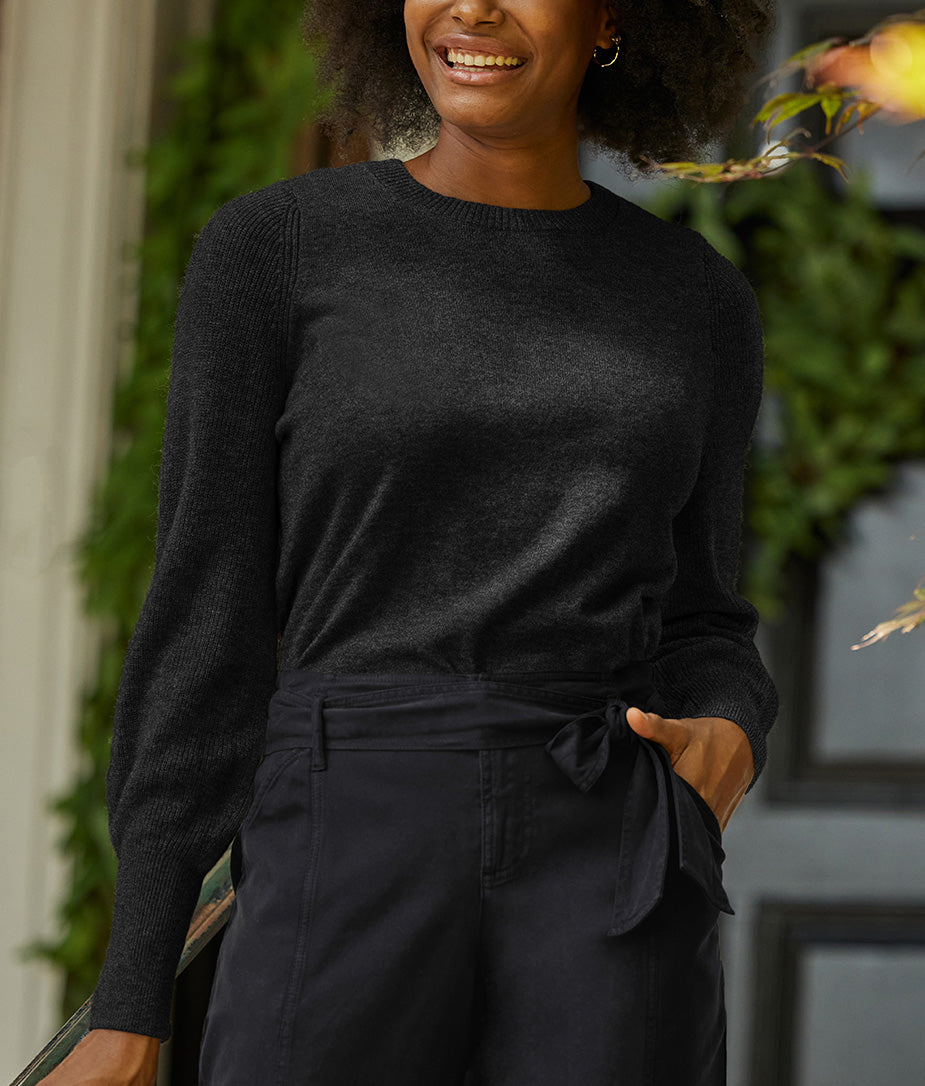 The Coziest Cashmere Blend Bishop-Sleeve Sweater - Main