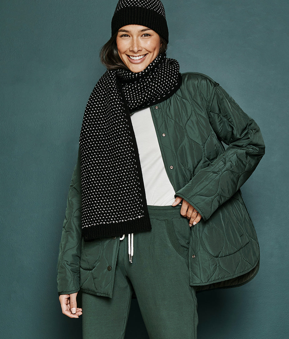 The Luxe Cashmere Blend Mix Stitch Scarf - Sea Urchin & White Sand