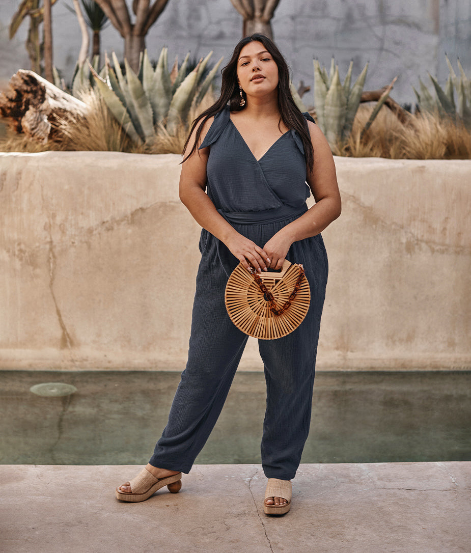The Going Places Gauze Tie-Shoulder Jumpsuit - Main