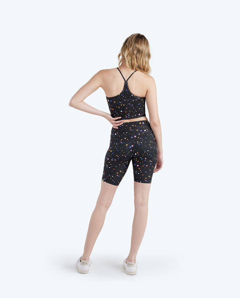 The Do-It-All High Rise Biker Shorts - Paint Splatter in Sea Urchin