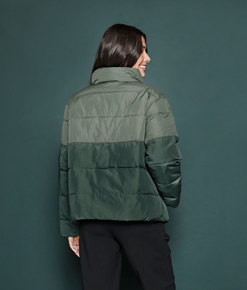 The Colorblock Eco Puffer Jacket - Olive & Eden