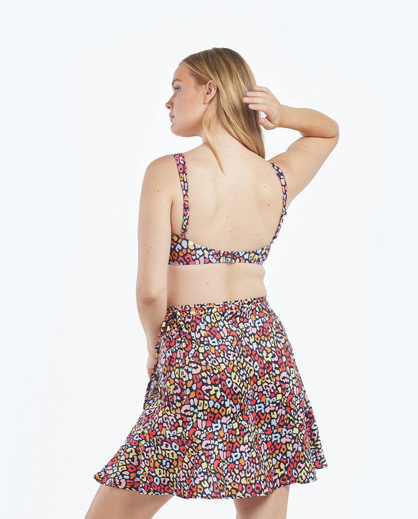 The Short Beach to Brunch Wrap Skirt - Multicolor Leopard