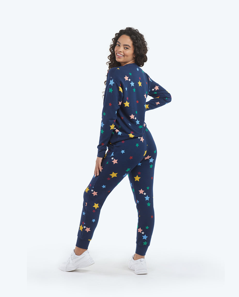 The Softest French Terry Jogger - Scatter Stars in Deep Sea