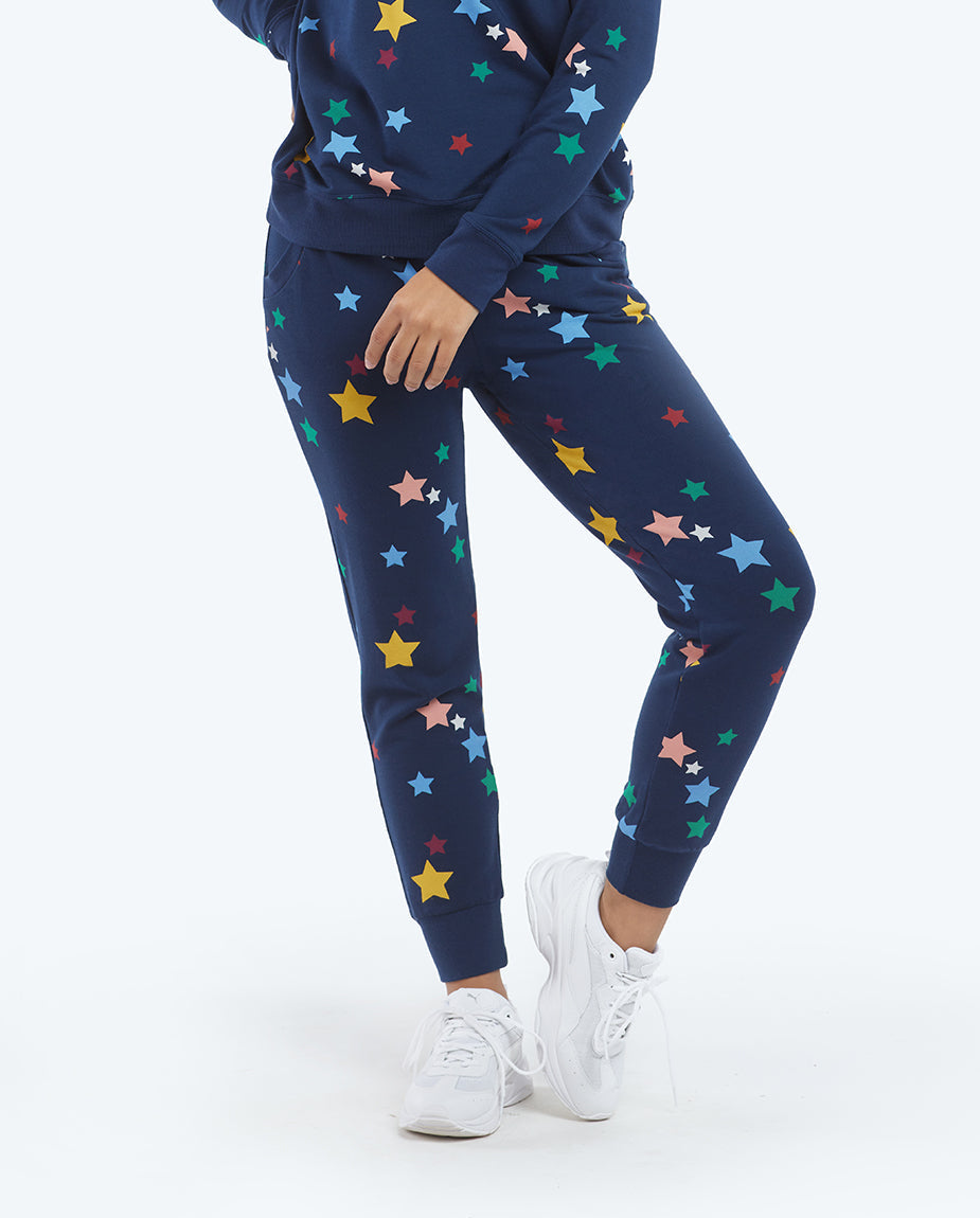 The Softest French Terry Jogger - Scatter Stars in Deep Sea