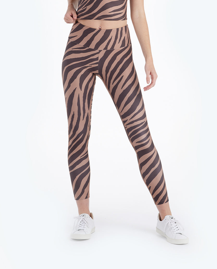 The Do-It-All High Rise 7/8 Leggings - Modern Zebra in Toffee & Sea Urchin
