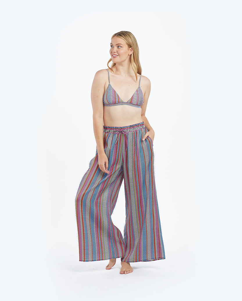 The Palazzo Pant With Ties - Mod Stripe