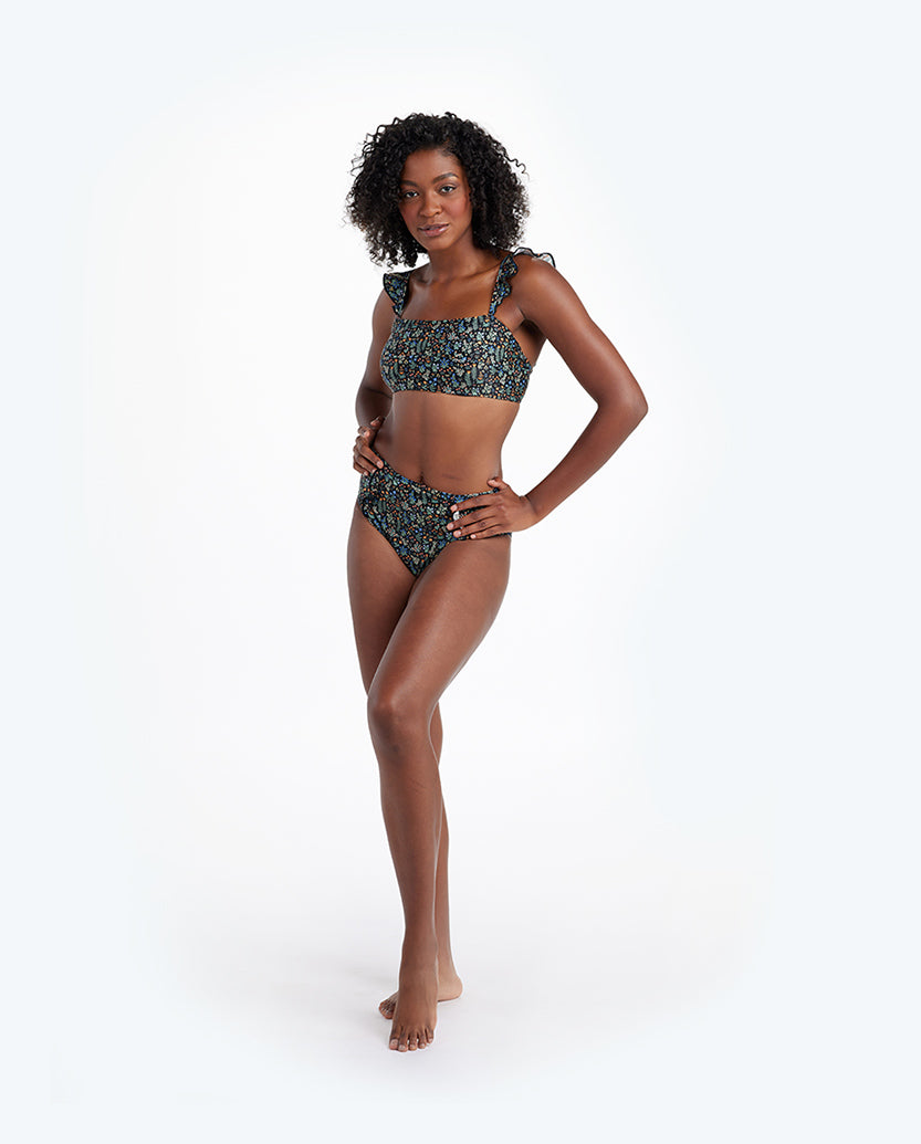 The Ruffle High Leg High Rise Bikini Bottom - Menagerie