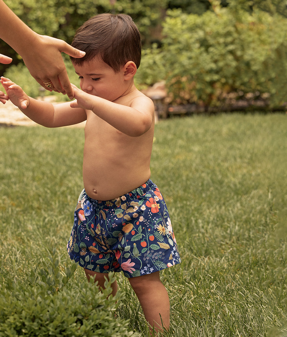 The Boys' Swim Short - Strawberry Fields in Deep Sea
