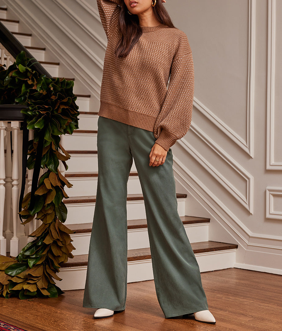 The Easy High-Waisted Flare Pant - Olive